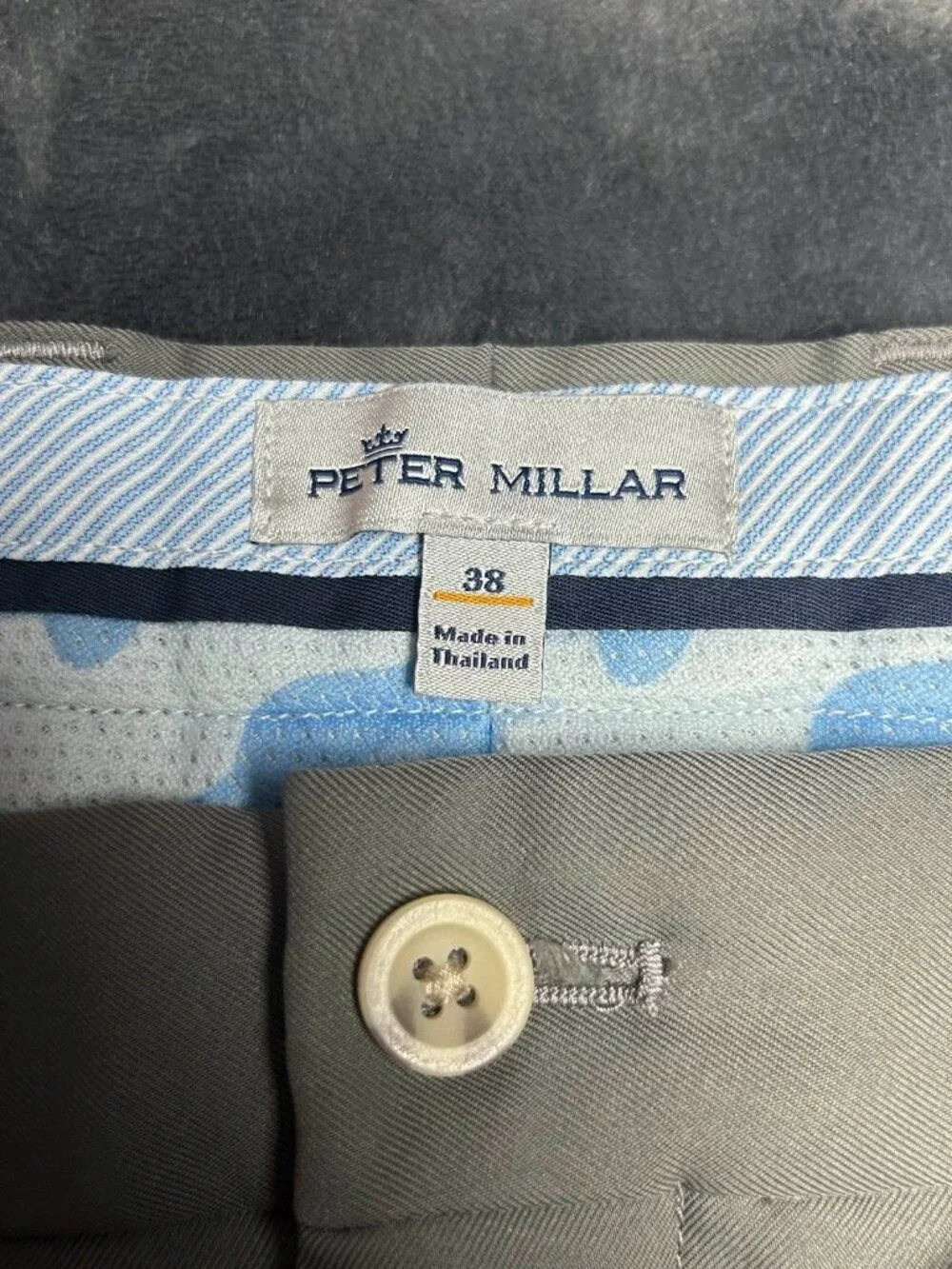 Peter Millar Performance Golf Shorts 38 Light Gray 100% Polyester